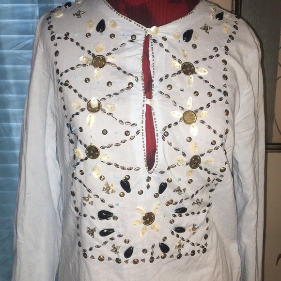 Custom BOHO Indian style tunic Kirti cover up Blue - Picture 2 of 7